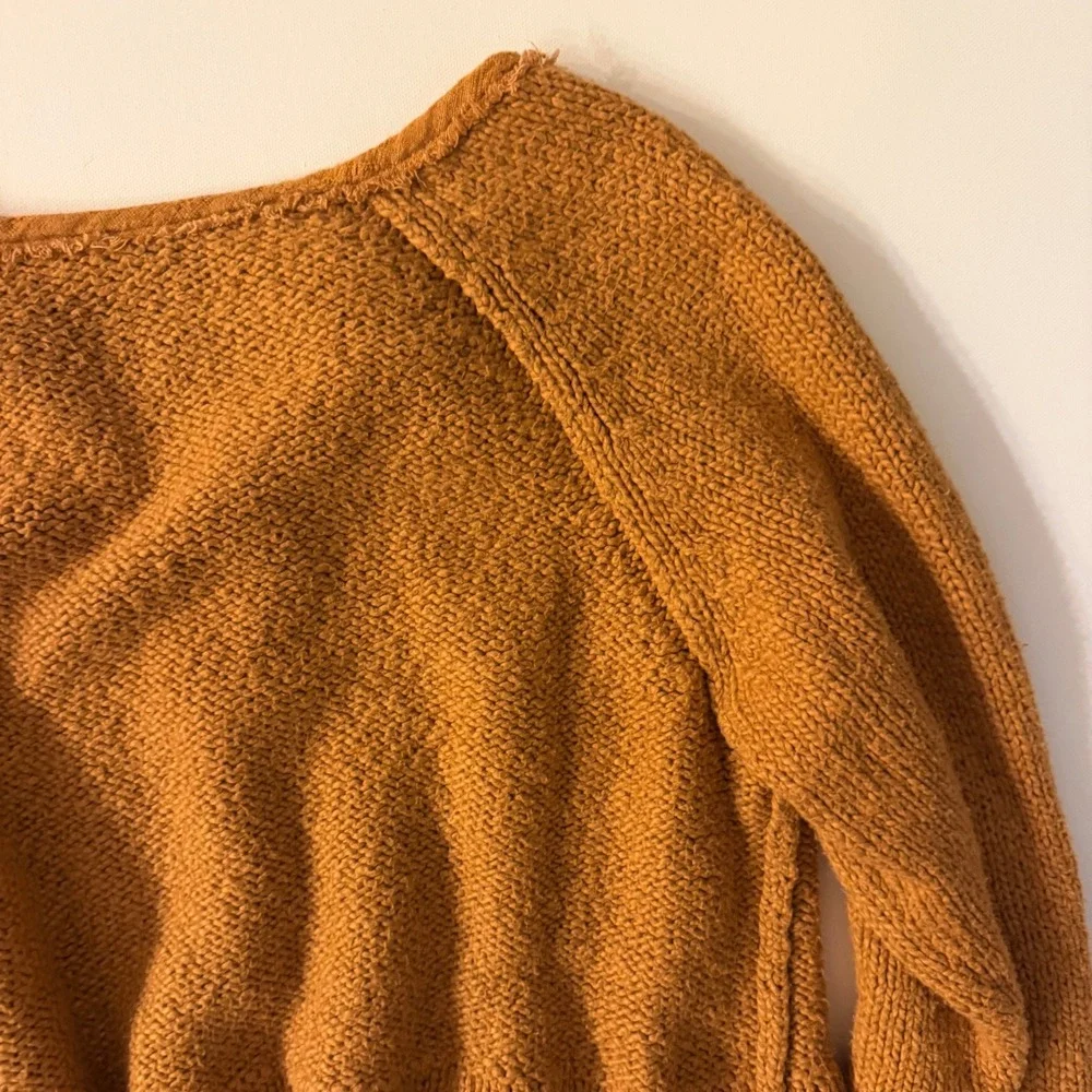 Free People Sweetheart Henley Cropped Sweater Rust Small Cottagecore Granola